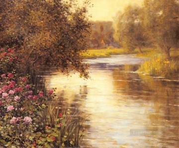 ルイ・アストン・ナイト Painting - 曲がりくねった川沿いの春の花 ルイ・アストン・ナイト